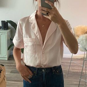 Soft pink satin PJ button up
